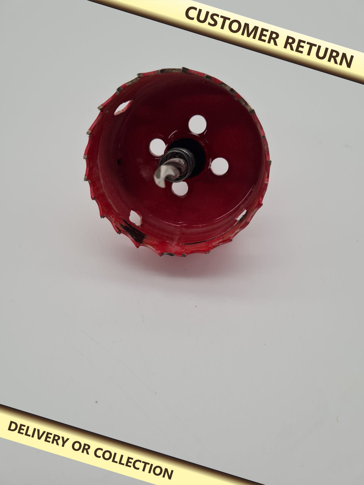 HSS Hole Saw with Arbor and Pilot Drill — photograph 1 — Customer return; auction delivery information shown on image
