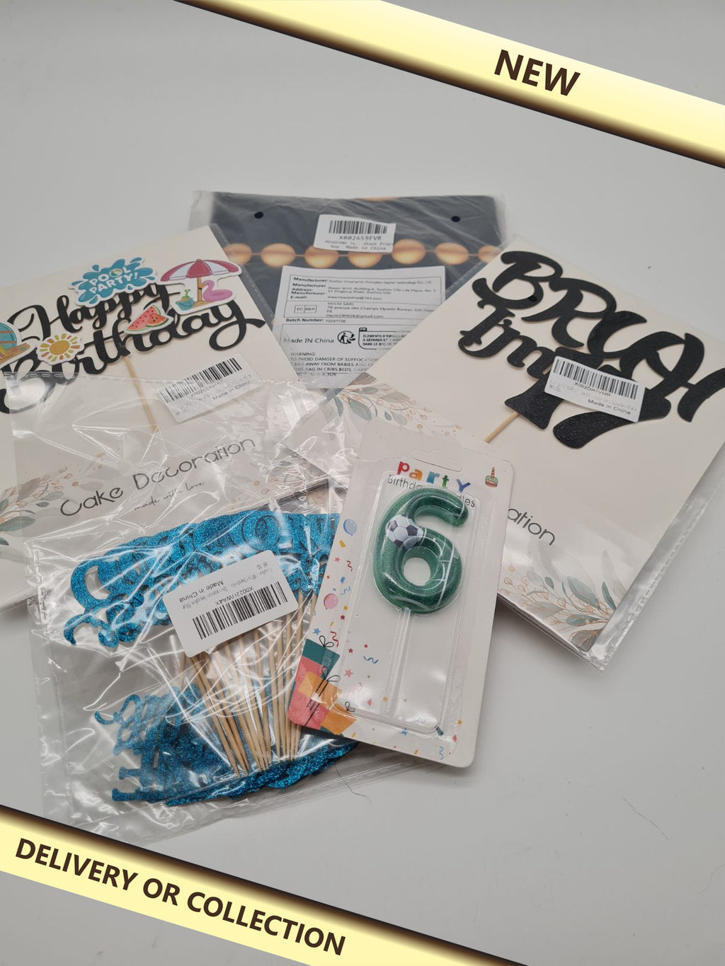 Party bundles 5 items. — photograph 1 — New; auction delivery information shown on image