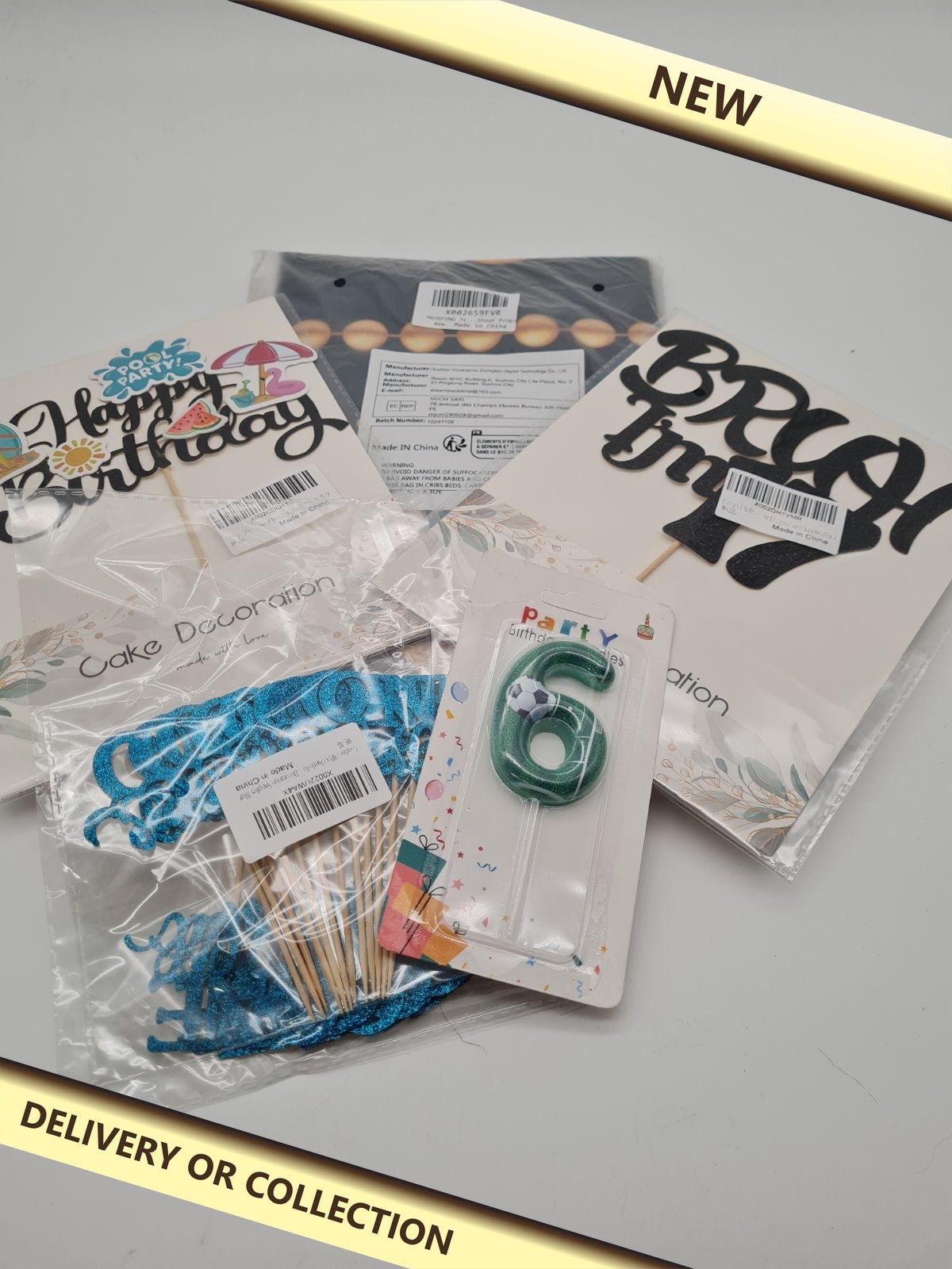 Party bundles 5 items. — photograph 1 — New; auction delivery information shown on image