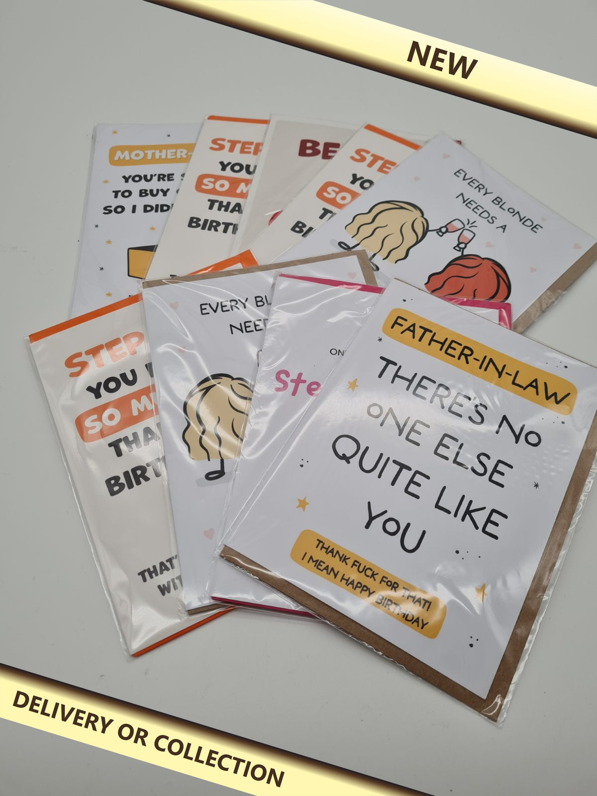 Pack of 9 different greeting cards — photograph 1 — New; auction delivery information shown on image