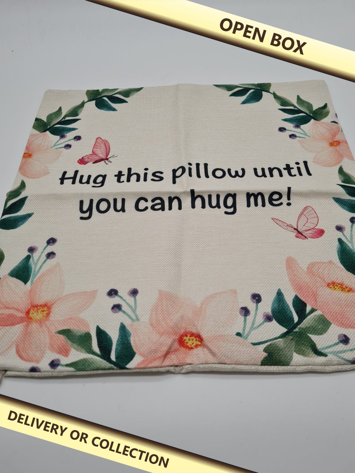 Decorative Floral Cushion Cover — photograph 1 — Open box; auction delivery information shown on image