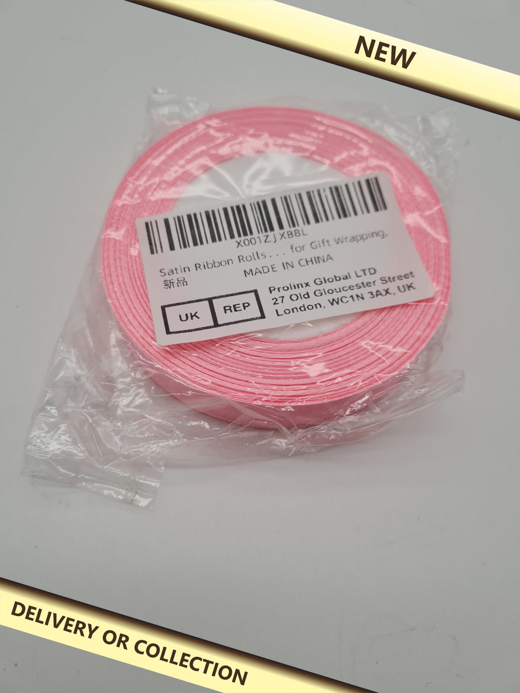 Satin Ribbon Roll pink — photograph 1 — New; auction delivery information shown on image