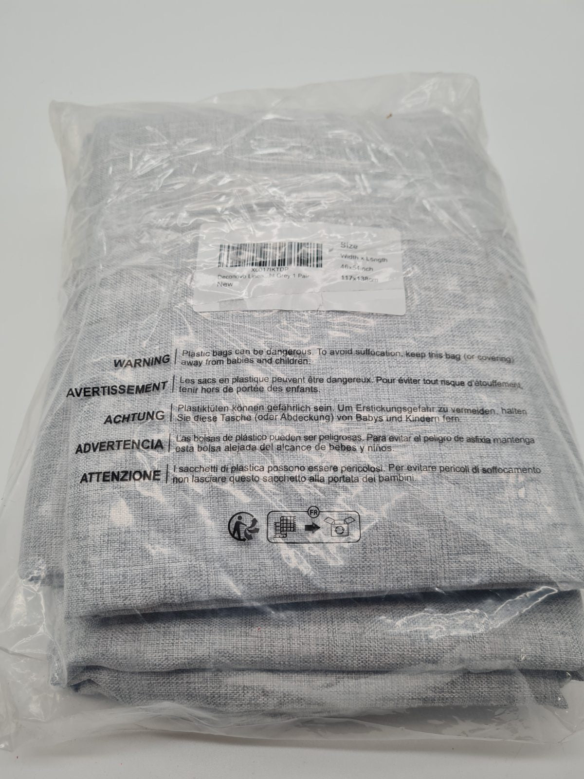 Deconovo Linen-Look Eyelet Curtains, Pair, 117 x 138 cm — photograph 3