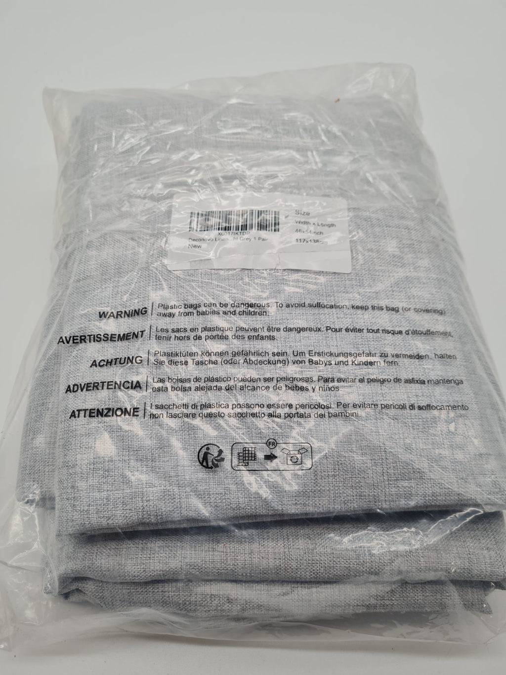 Deconovo Linen-Look Eyelet Curtains, Pair, 117 x 138 cm — photograph 3
