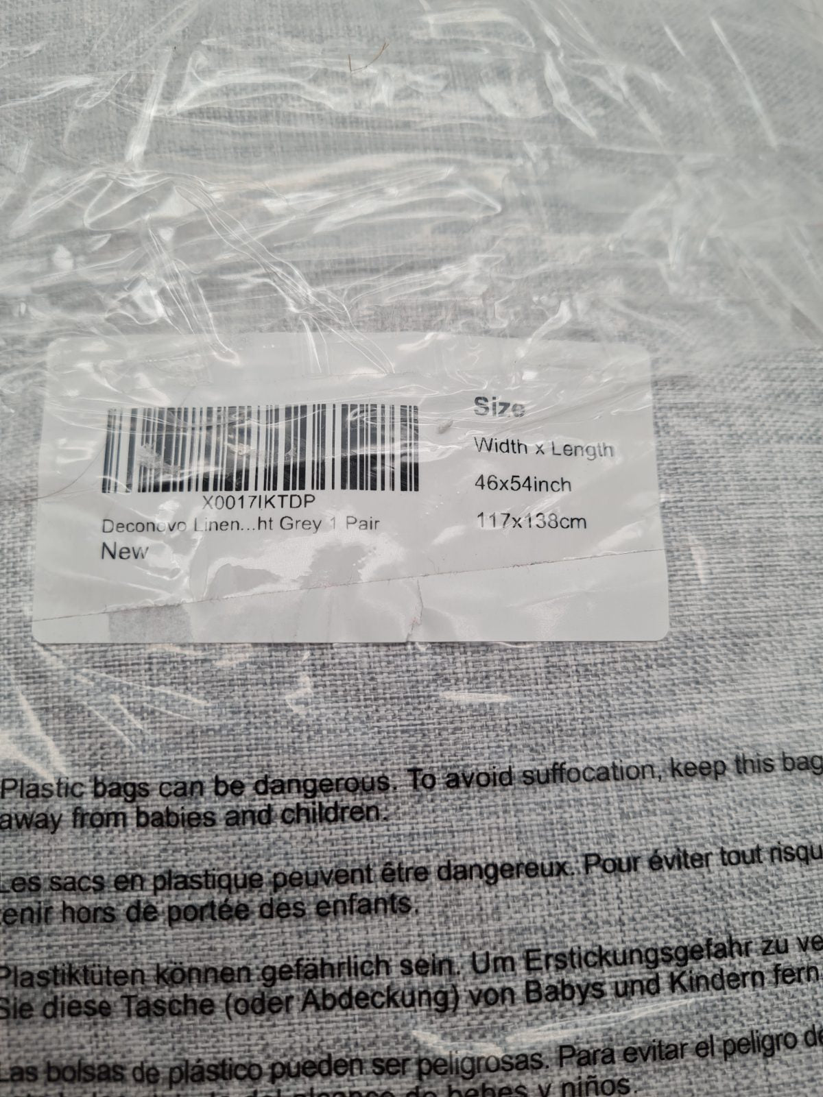 Deconovo Linen-Look Eyelet Curtains, Pair, 117 x 138 cm — photograph 2