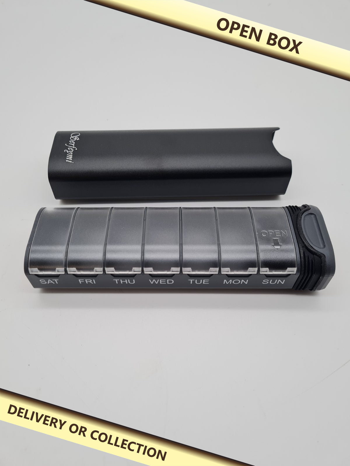 Serfeymi 7-Day Pill Organiser — photograph 1 — Open box; auction delivery information shown on image