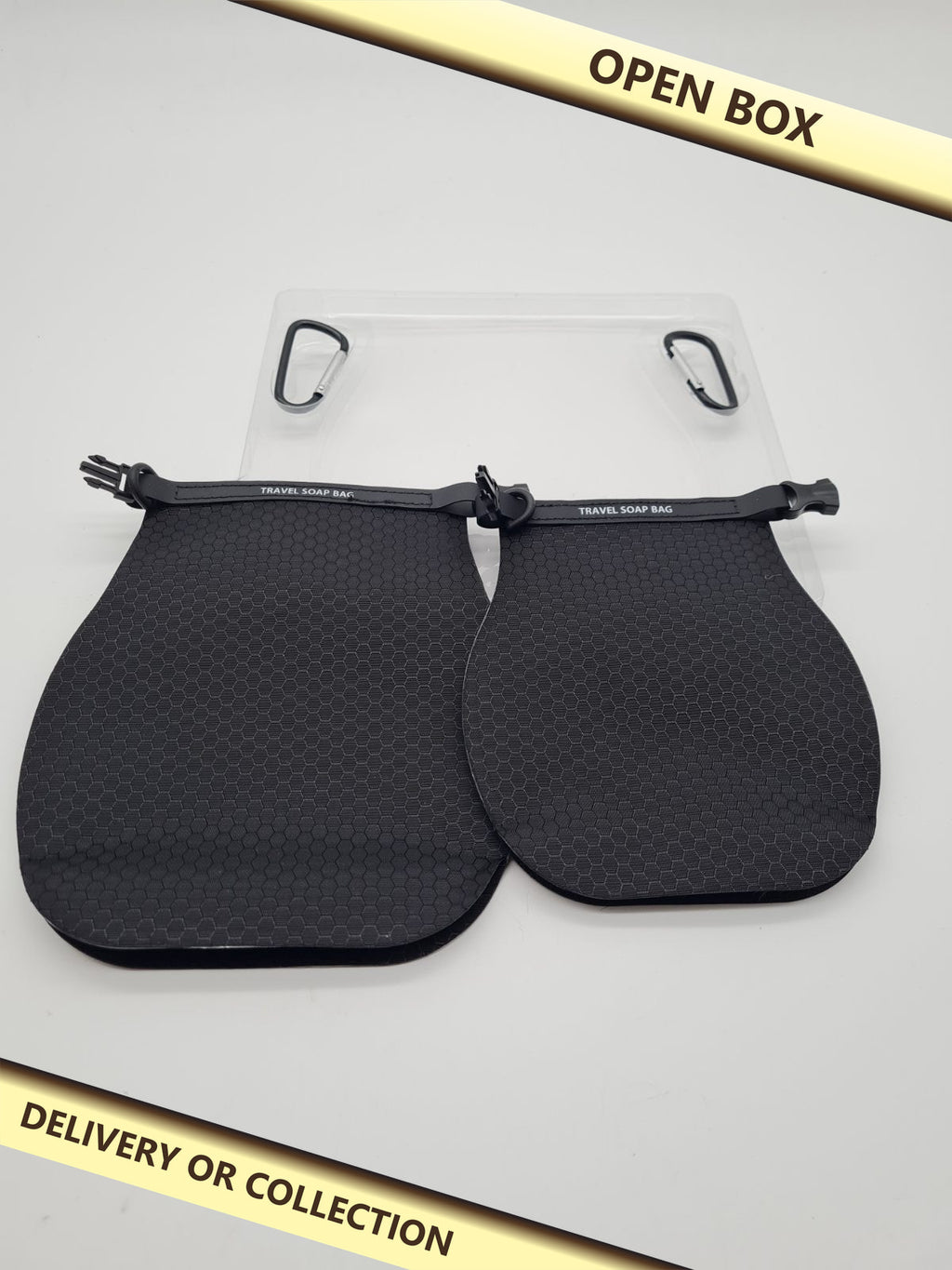 Travel Soap Bags - Set of 2 — photograph 1 — Open box; auction delivery information shown on image