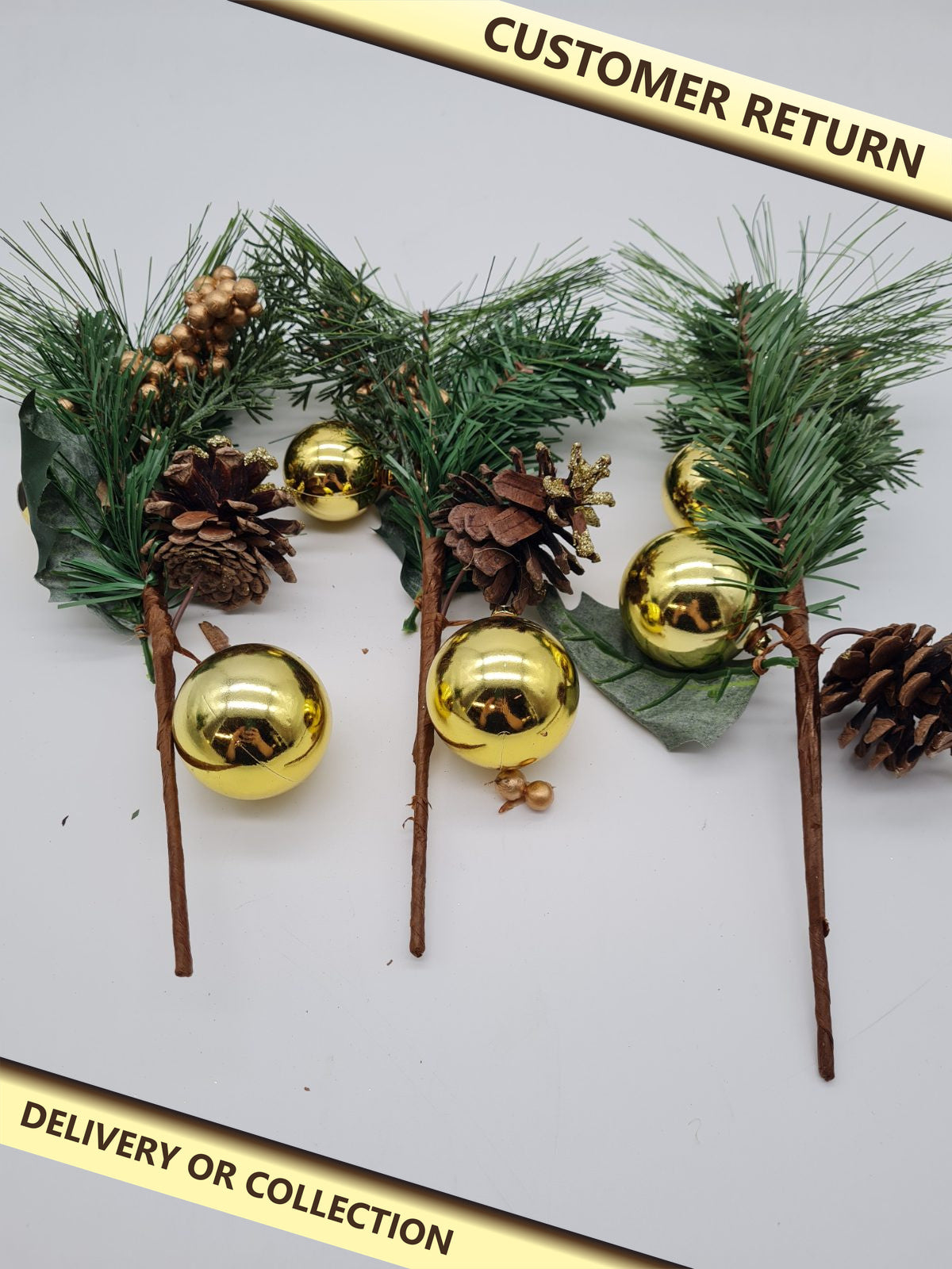 Artificial Christmas Foliage Sprays pack of 4 — photograph 1 — Customer return; auction delivery information shown on image