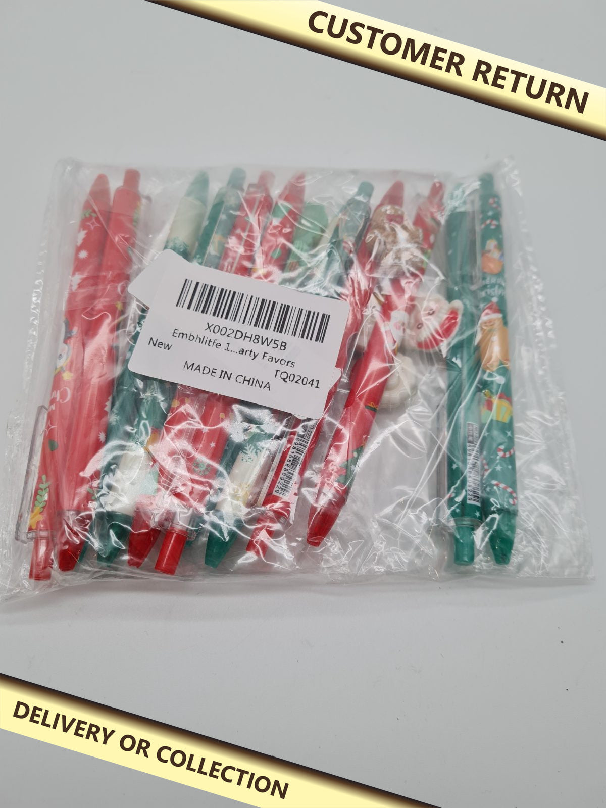 Christmas-Themed Pen and Novelty Eraser Set — photograph 1 — Customer return; auction delivery information shown on image
