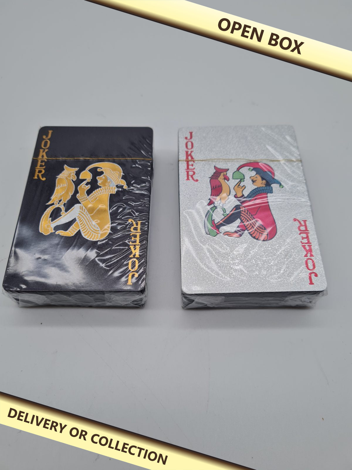 Two-Deck Set of Playing Cards — photograph 1 — Open box; auction delivery information shown on image