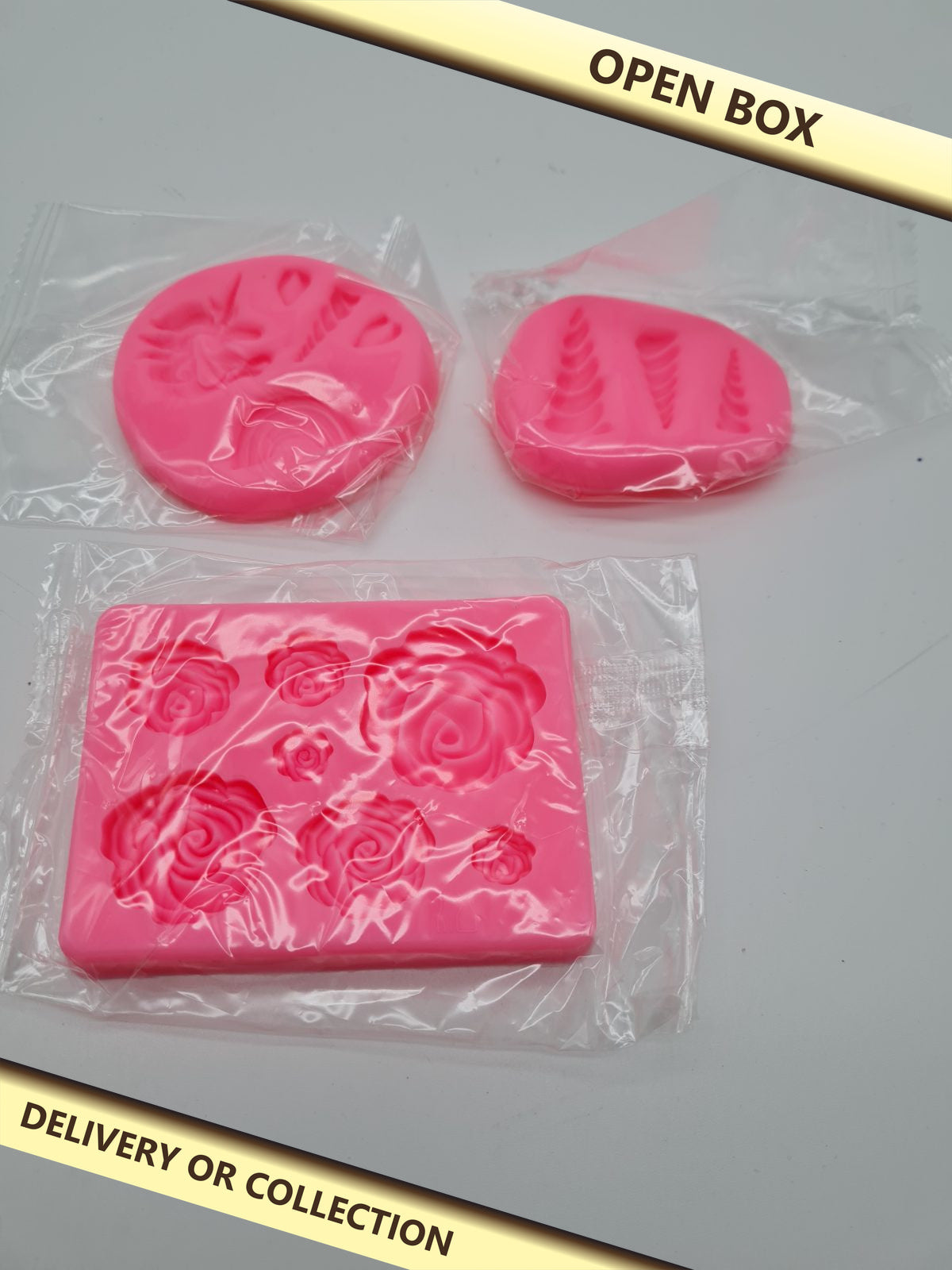 Mini unicorn cake decorating mould set ZR001 — photograph 1 — Open box; auction delivery information shown on image