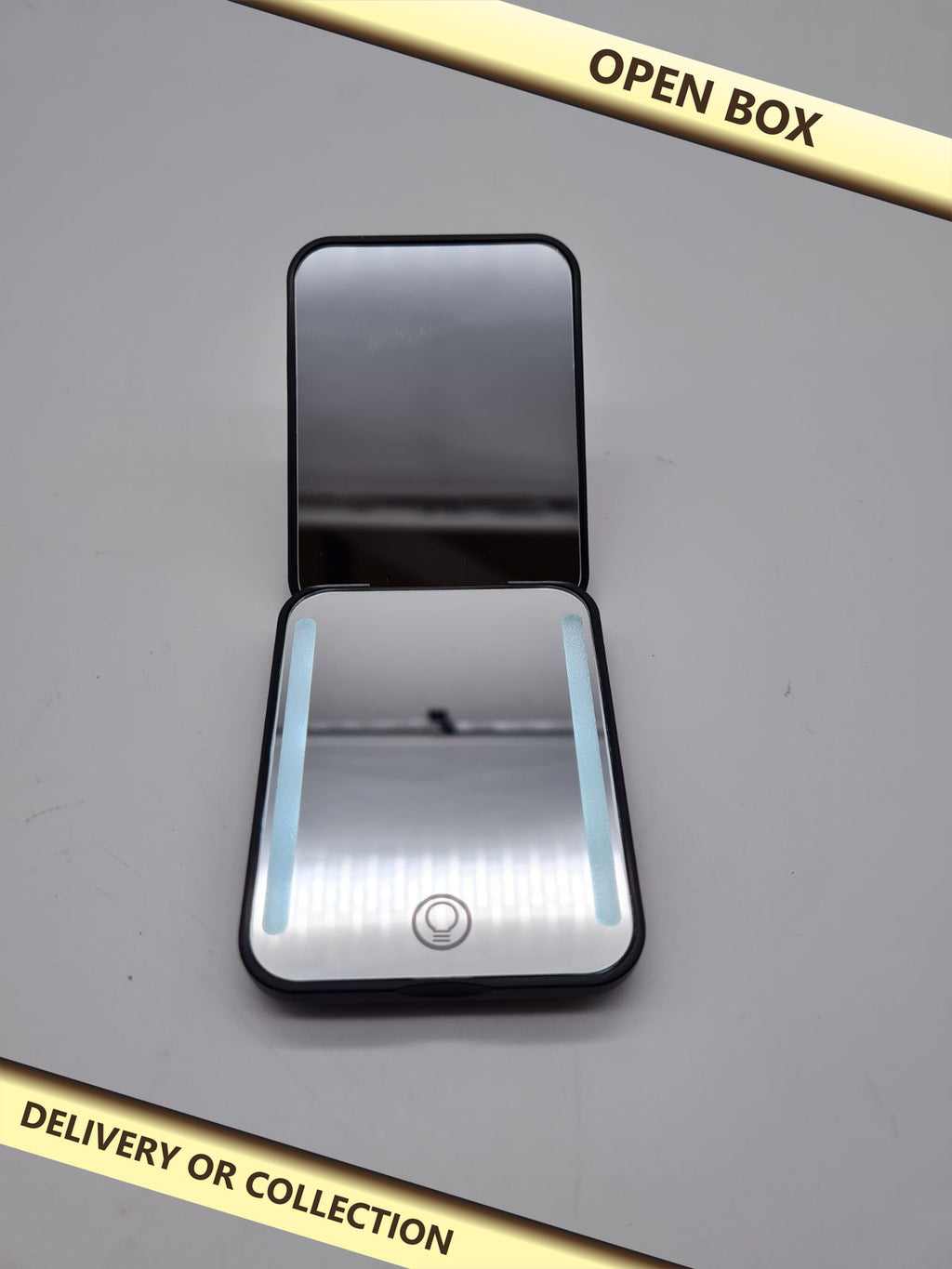 LED Lighted Compact Mirror MR-L2307C — photograph 1 — Open box; auction delivery information shown on image