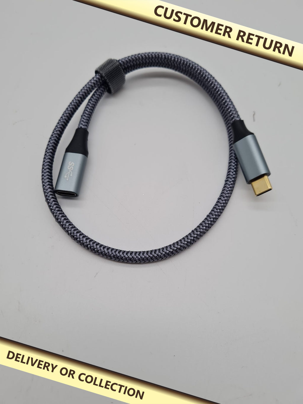 USB-C Male to USB-C Female Extension Cable — photograph 1 — Customer return; auction delivery information shown on image