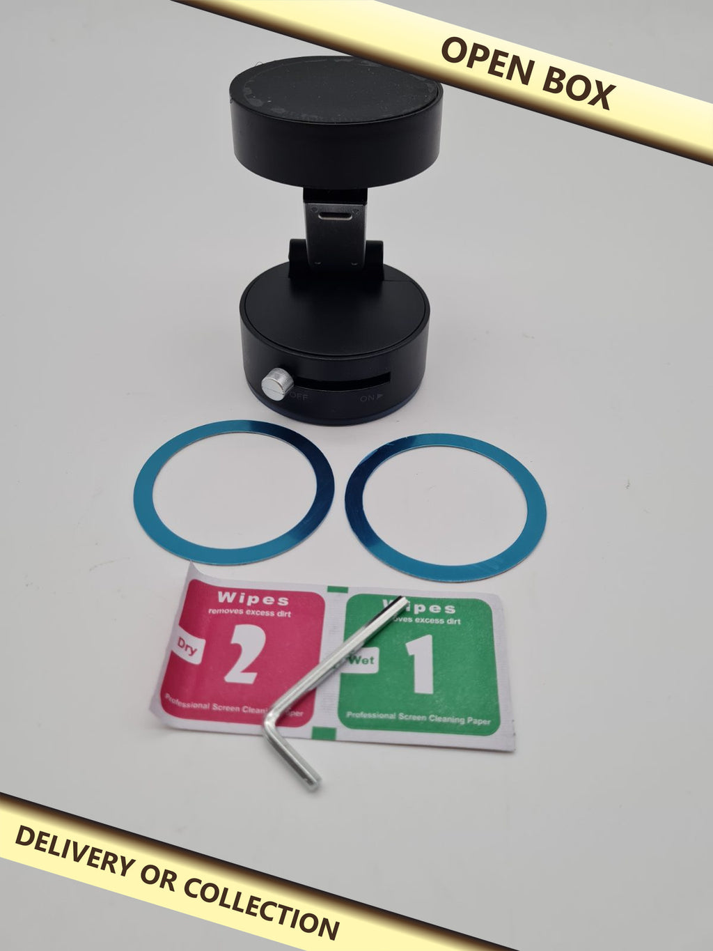 Vacuum Suction Phone Holder A2 — photograph 1 — Open box; auction delivery information shown on image