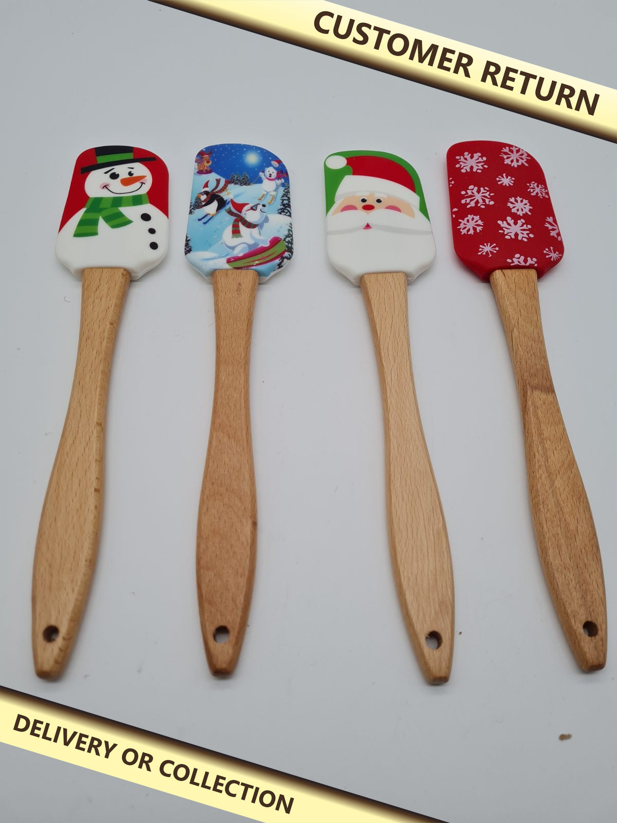 Set of 4 Christmas Silicone Baking Spatulas — photograph 1 — Customer return; auction delivery information shown on image