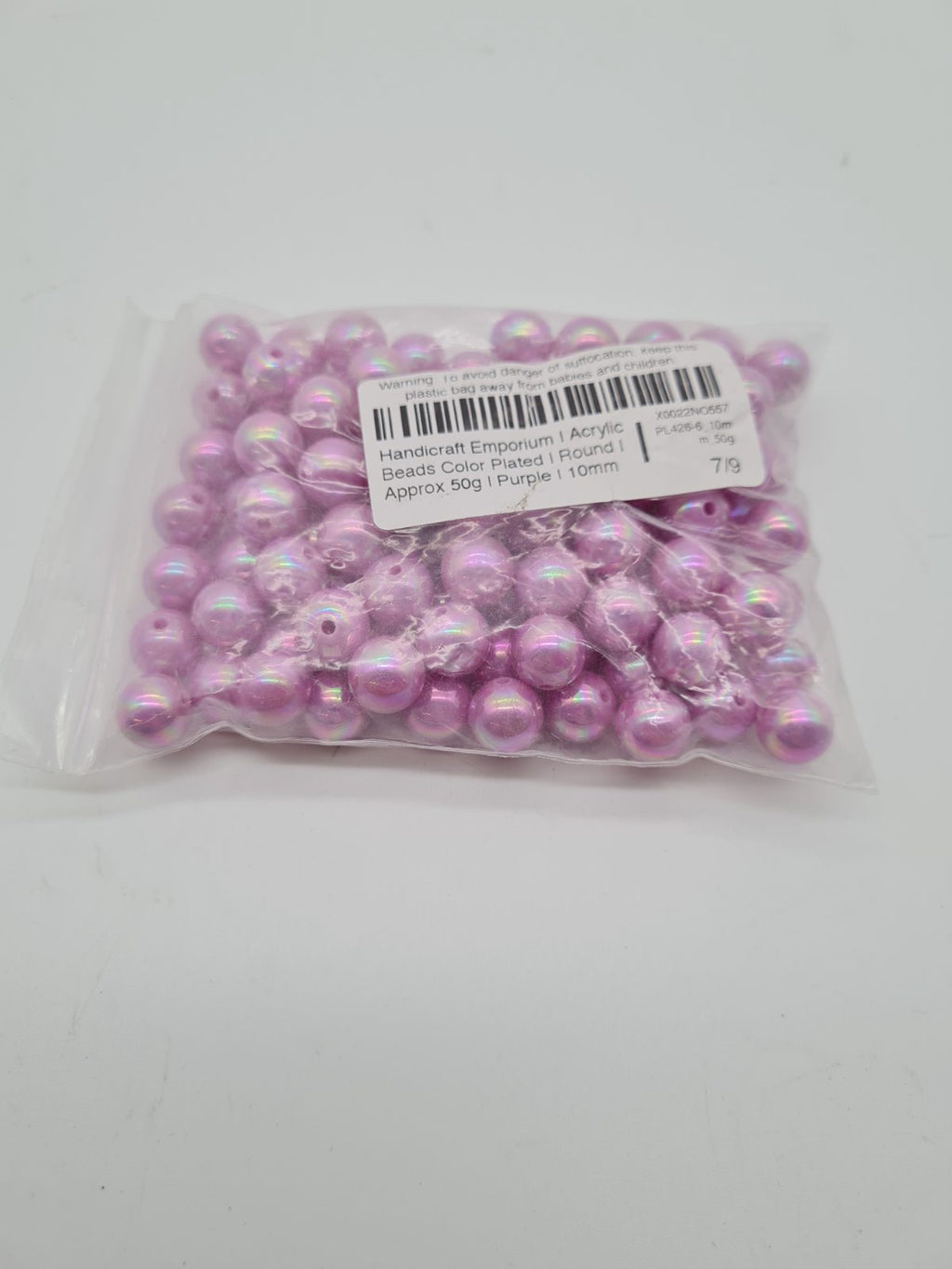 Purple Iridescent Round Acrylic Beads — photograph 2