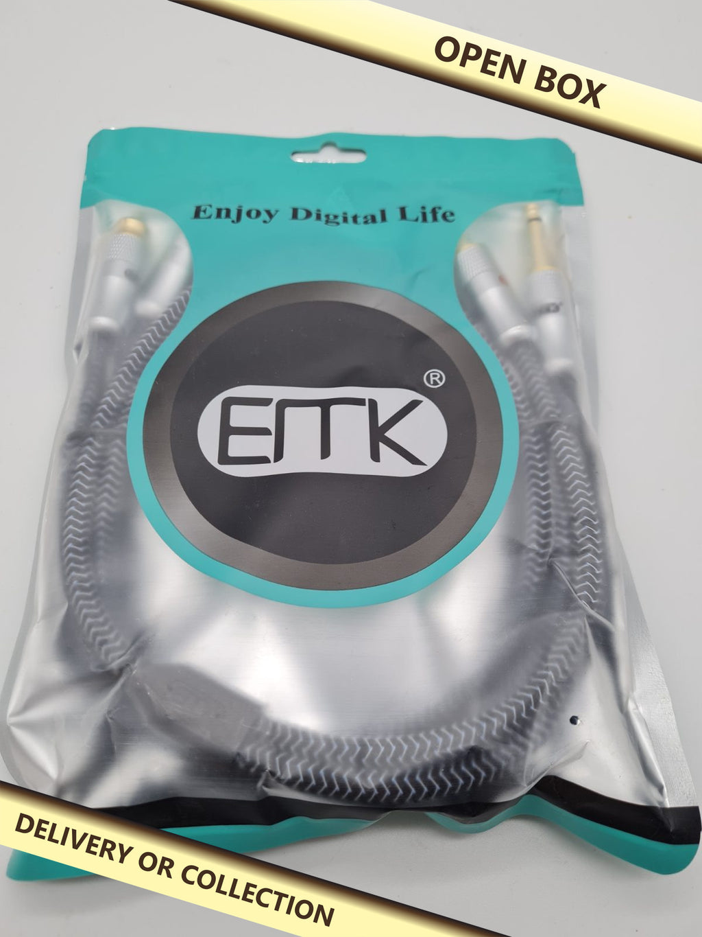 EMK 2 x 6.35mm TS to 2 x RCA Audio Cable EM-03AU — photograph 1 — Open box; auction delivery information shown on image