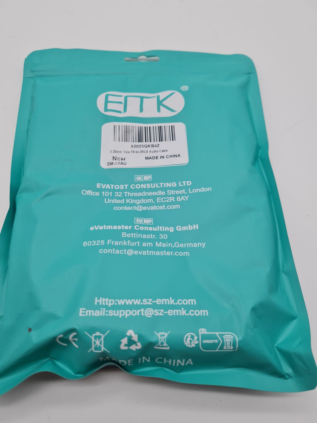 EMK 2 x 6.35mm TS to 2 x RCA Audio Cable EM-03AU — photograph 3