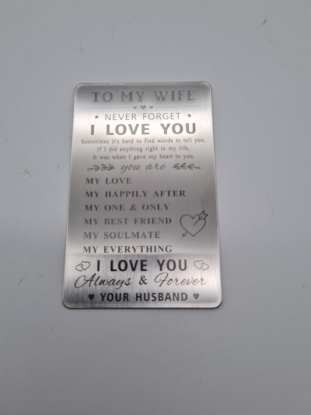 Engraved Wallet Card for Wife — photograph 1