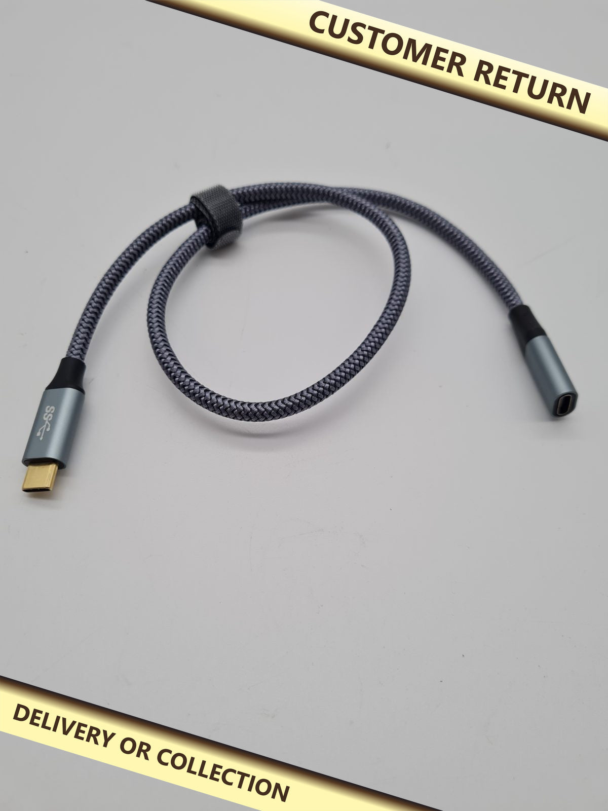 USB-C Male to USB-C Female Extension Cable — photograph 1 — Customer return; auction delivery information shown on image