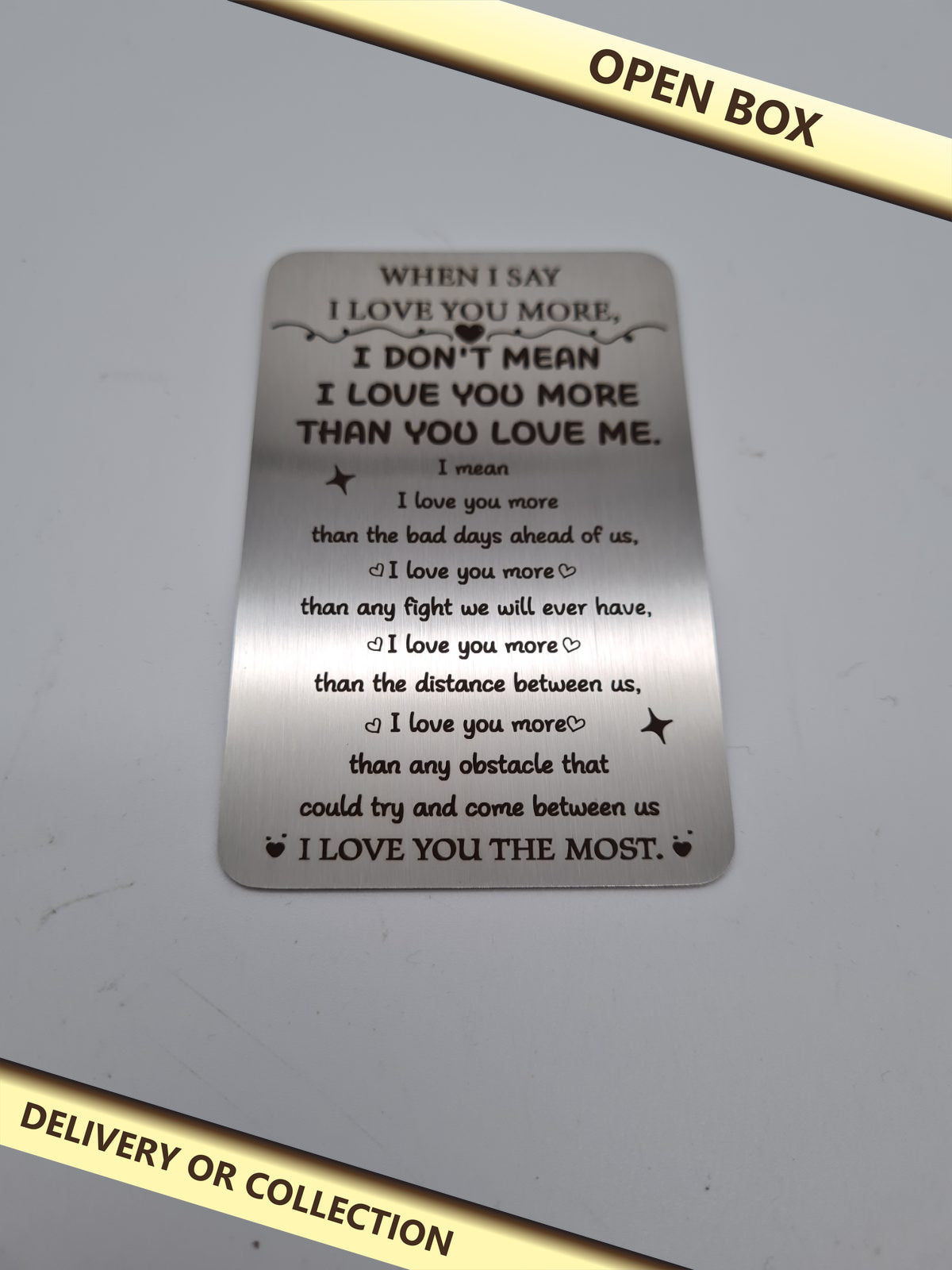 Husband Birthday Wallet Insert Keepsake Card — photograph 1 — Open box; auction delivery information shown on image