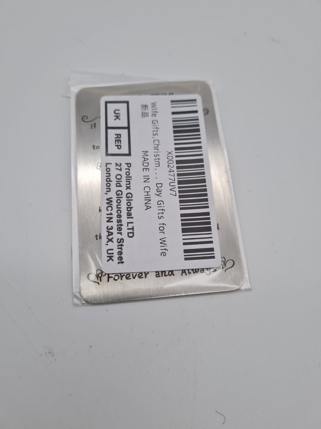 Engraved Metal Wallet Insert Card for Wife — photograph 2