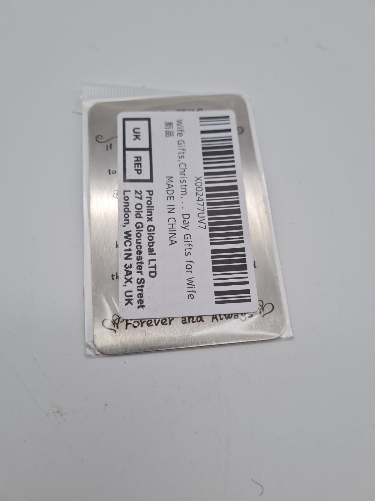 Engraved Metal Wallet Insert Card for Wife — photograph 2
