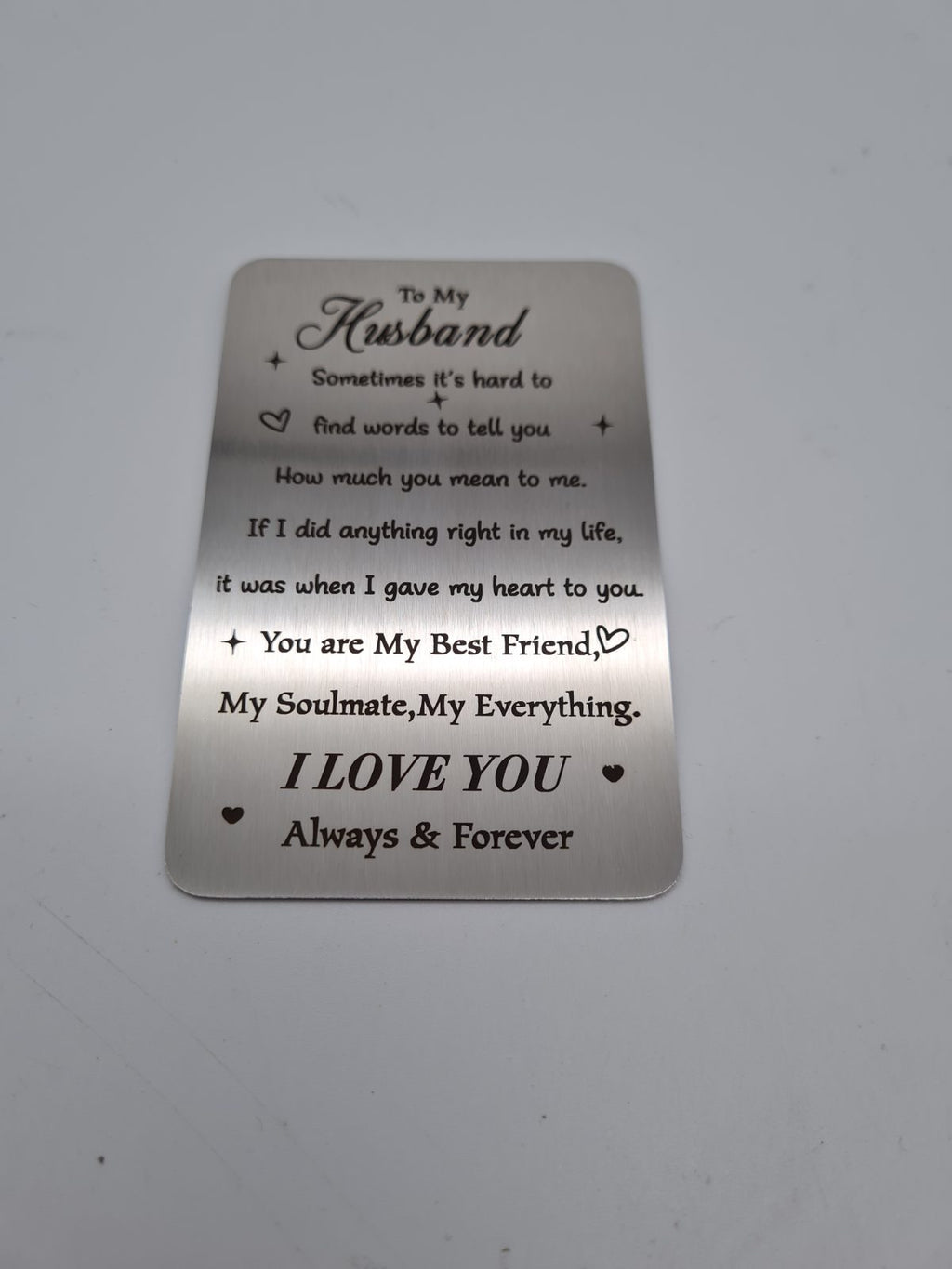 Husband engraved wallet insert keepsake card — photograph 1