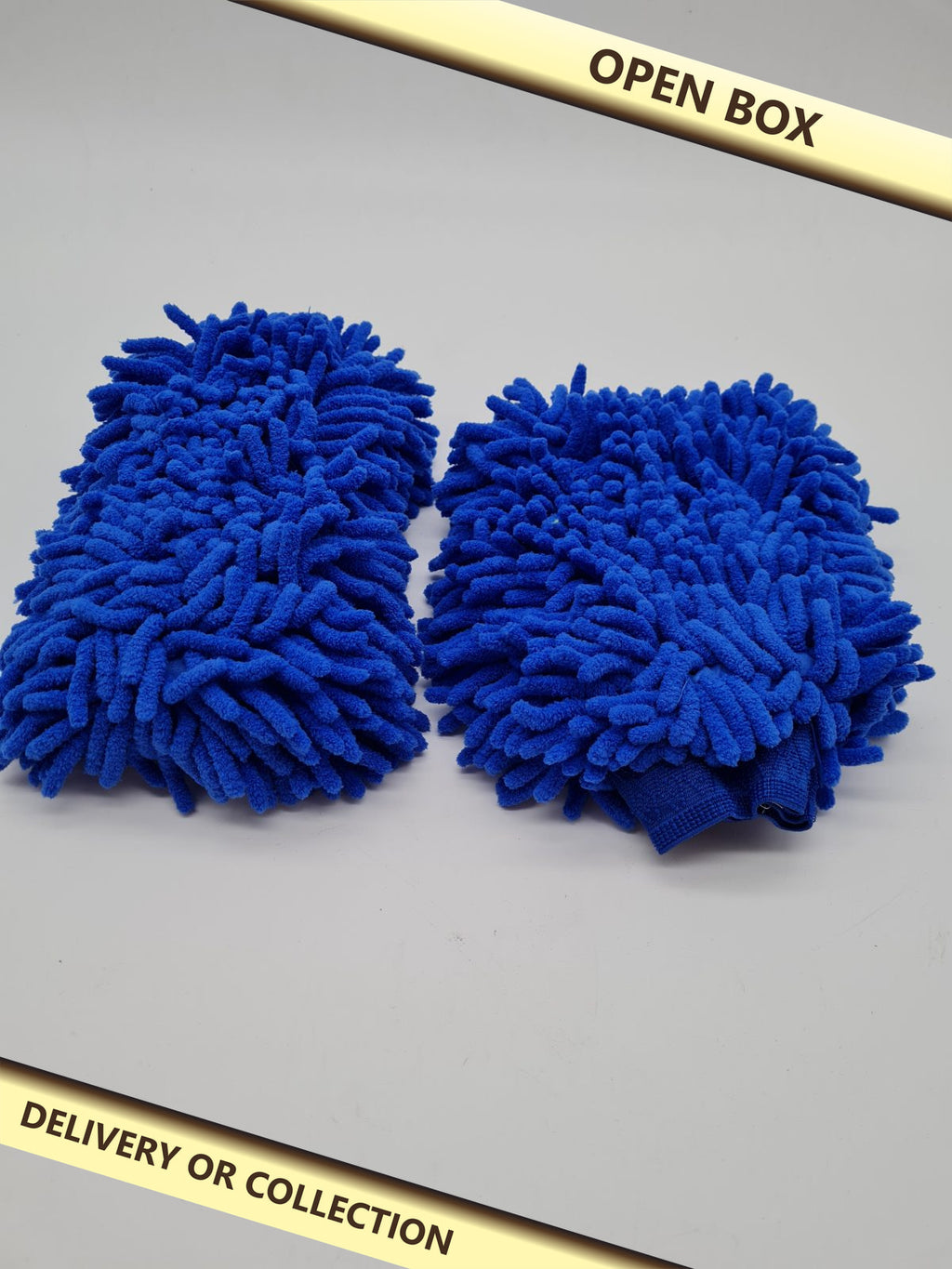 Pair of Chenille Car Wash Mitts — photograph 1 — Open box; auction delivery information shown on image