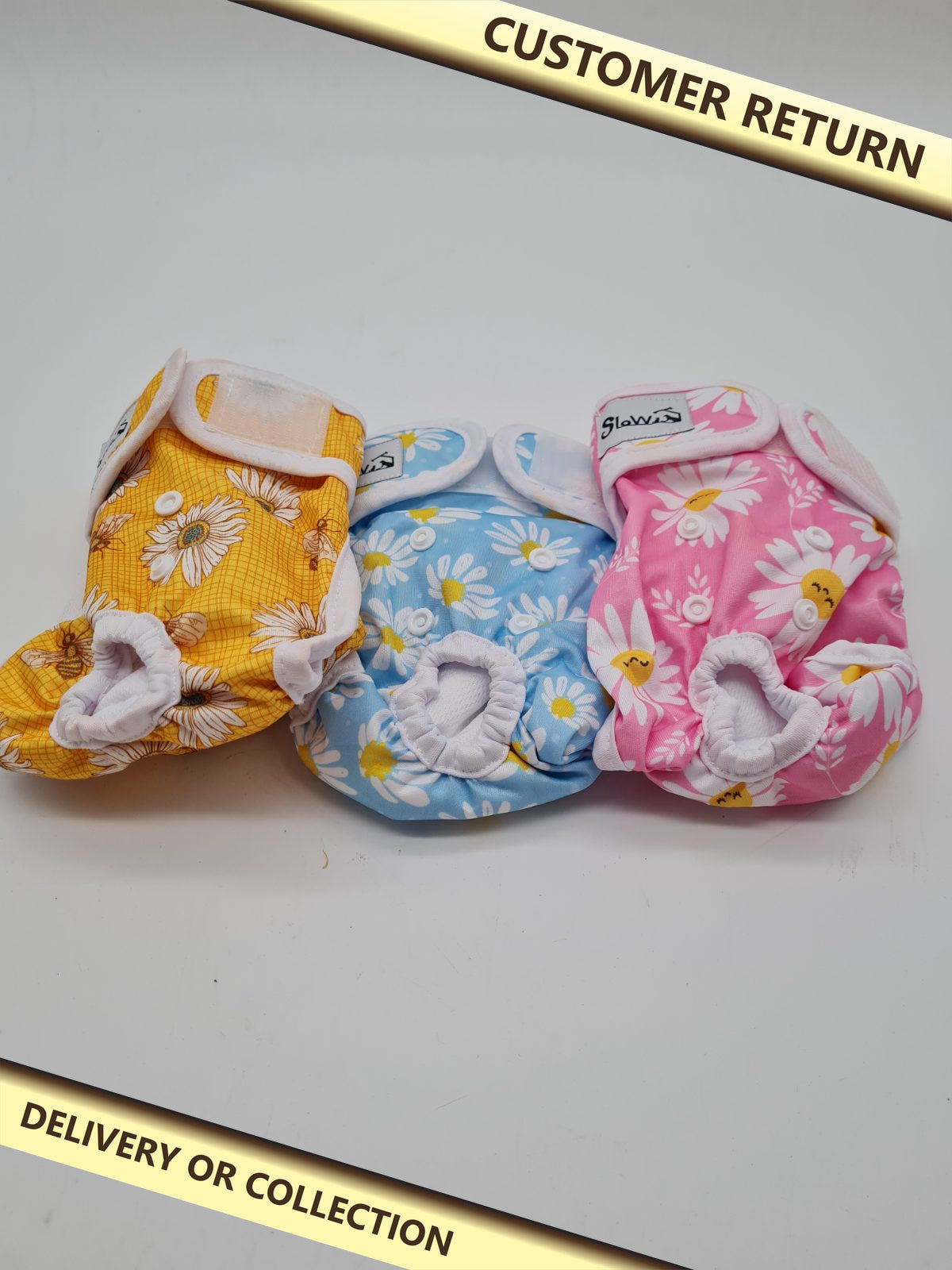 Set of 3 SlowTon Reusable Dog Nappies Size S — photograph 1 — Customer return; auction delivery information shown on image