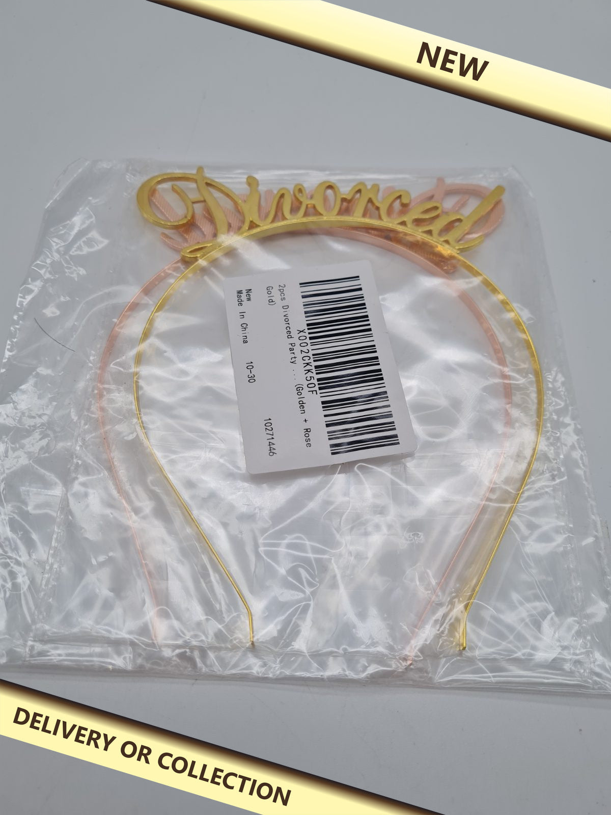 Set of 2 'Divorced' Novelty Party Headbands — photograph 1 — New; auction delivery information shown on image