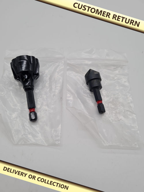 2-Piece External Deburring and Chamfer Drill Bit Set — photograph 1 — Customer return; auction delivery information shown on image