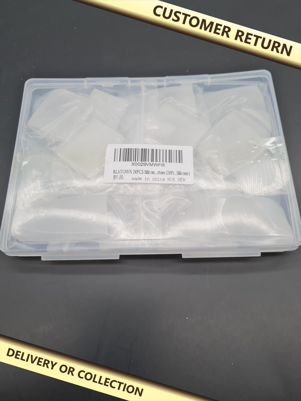 Assorted Silicone Toe Protectors — photograph 1 — Customer return; auction delivery information shown on image