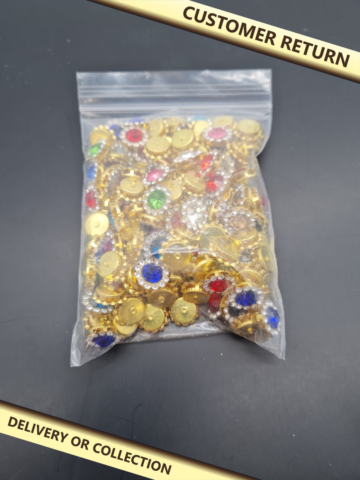 Assorted Sew-On Rhinestone Flower Buttons — photograph 1 — Customer return; auction delivery information shown on image