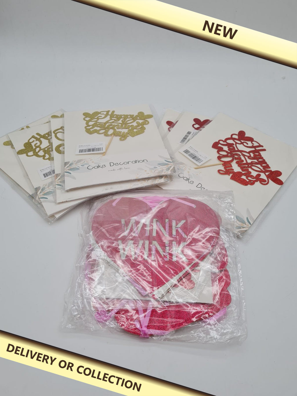 Valentines bundle and cake topper — photograph 1 — New; auction delivery information shown on image