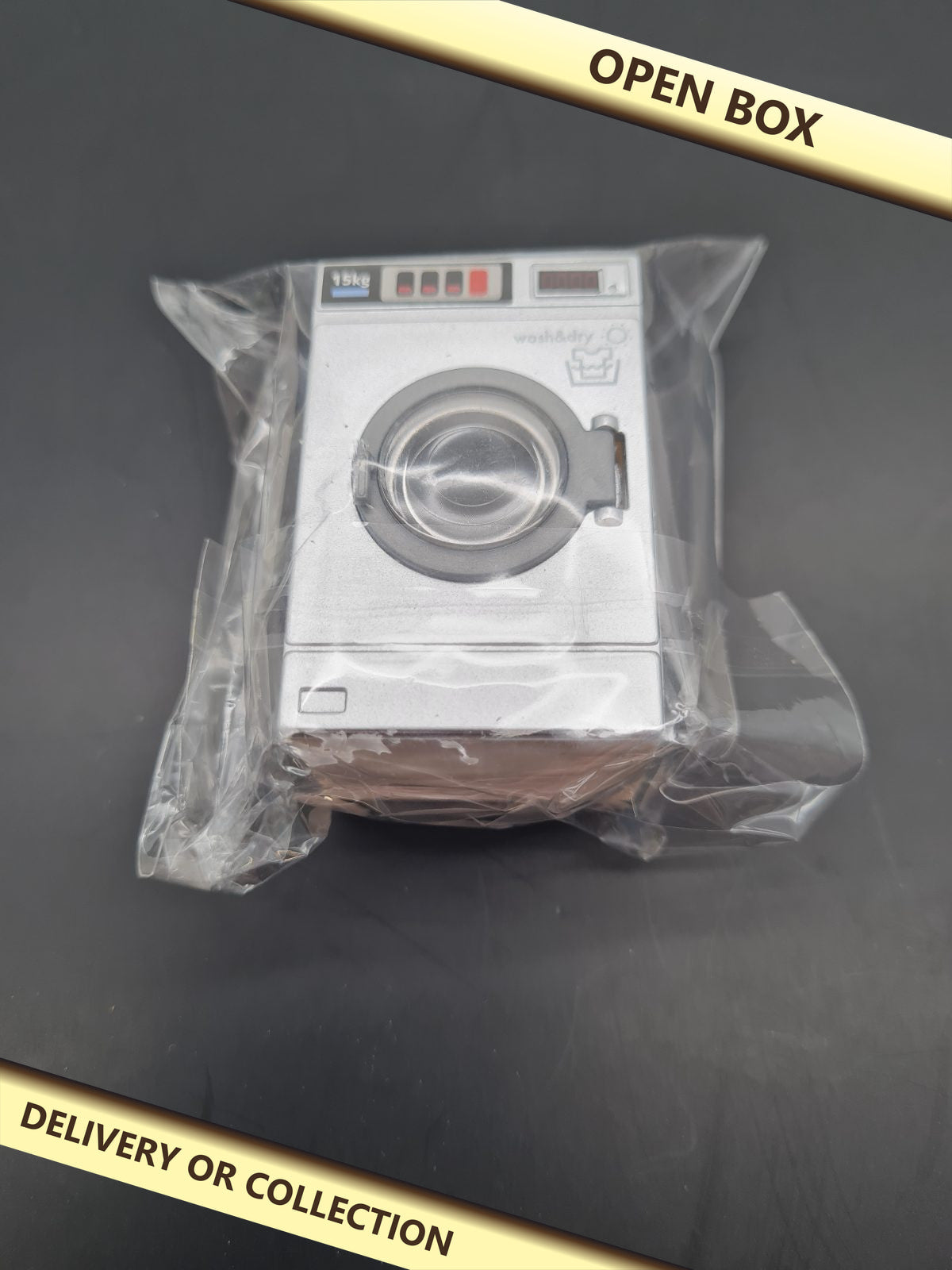 Miniature Dollhouse Washing Machine Accessory — photograph 1 — Open box; auction delivery information shown on image