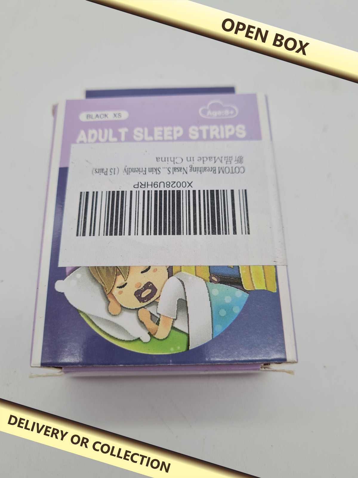 Adult Sleep Mouth Strips 65mm x 45mm — photograph 1 — Open box; auction delivery information shown on image