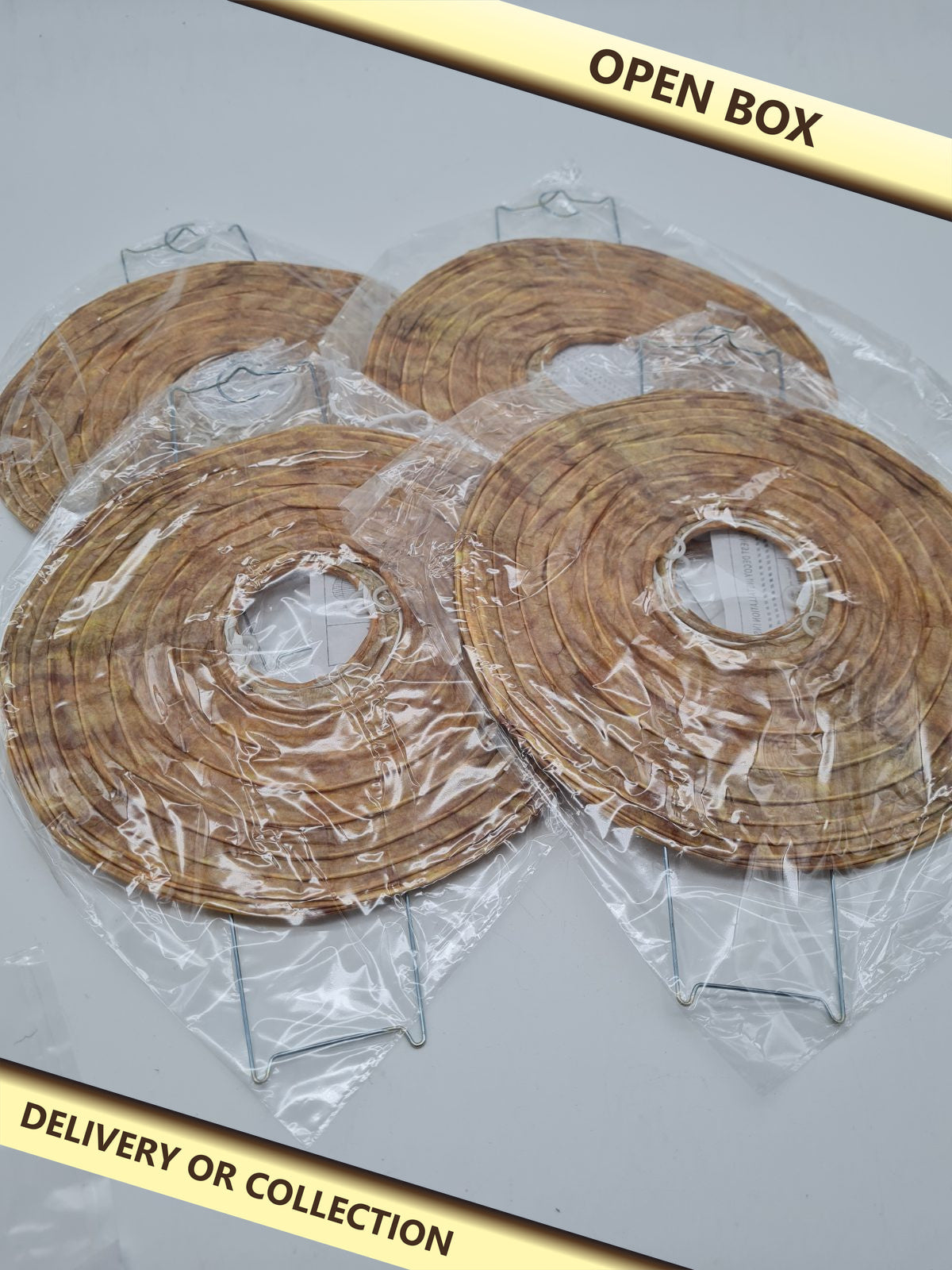 Set of 4 Hanging Wasp Nest Decoys — photograph 1 — Open box; auction delivery information shown on image