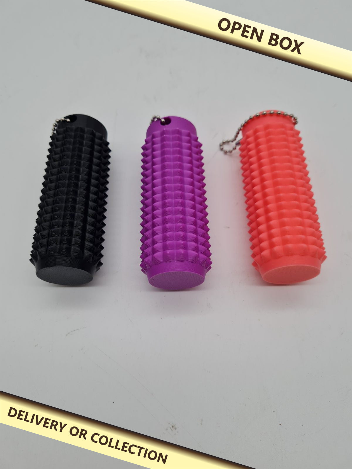 Set of 3 Textured Sensory Keyrings — photograph 1 — Open box; auction delivery information shown on image