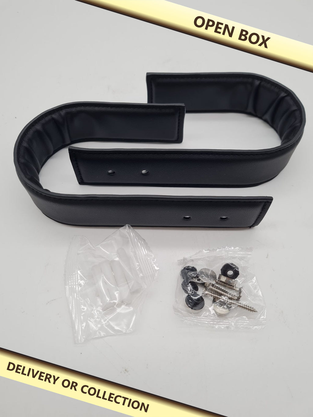 Pair of Padded Curtain Tiebacks — photograph 1 — Open box; auction delivery information shown on image