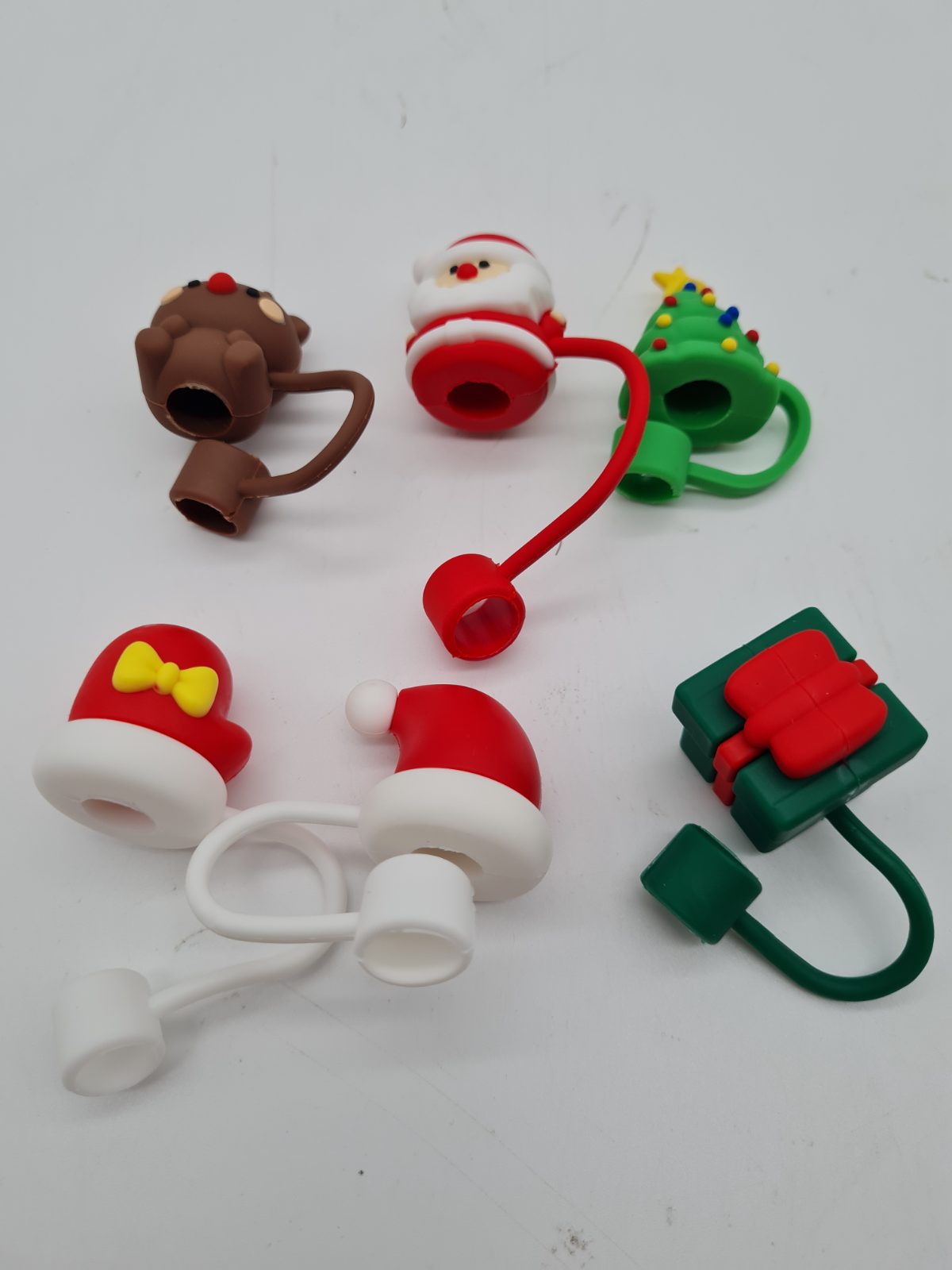 Set of 6 Christmas-Themed Straw Topper Caps — photograph 1