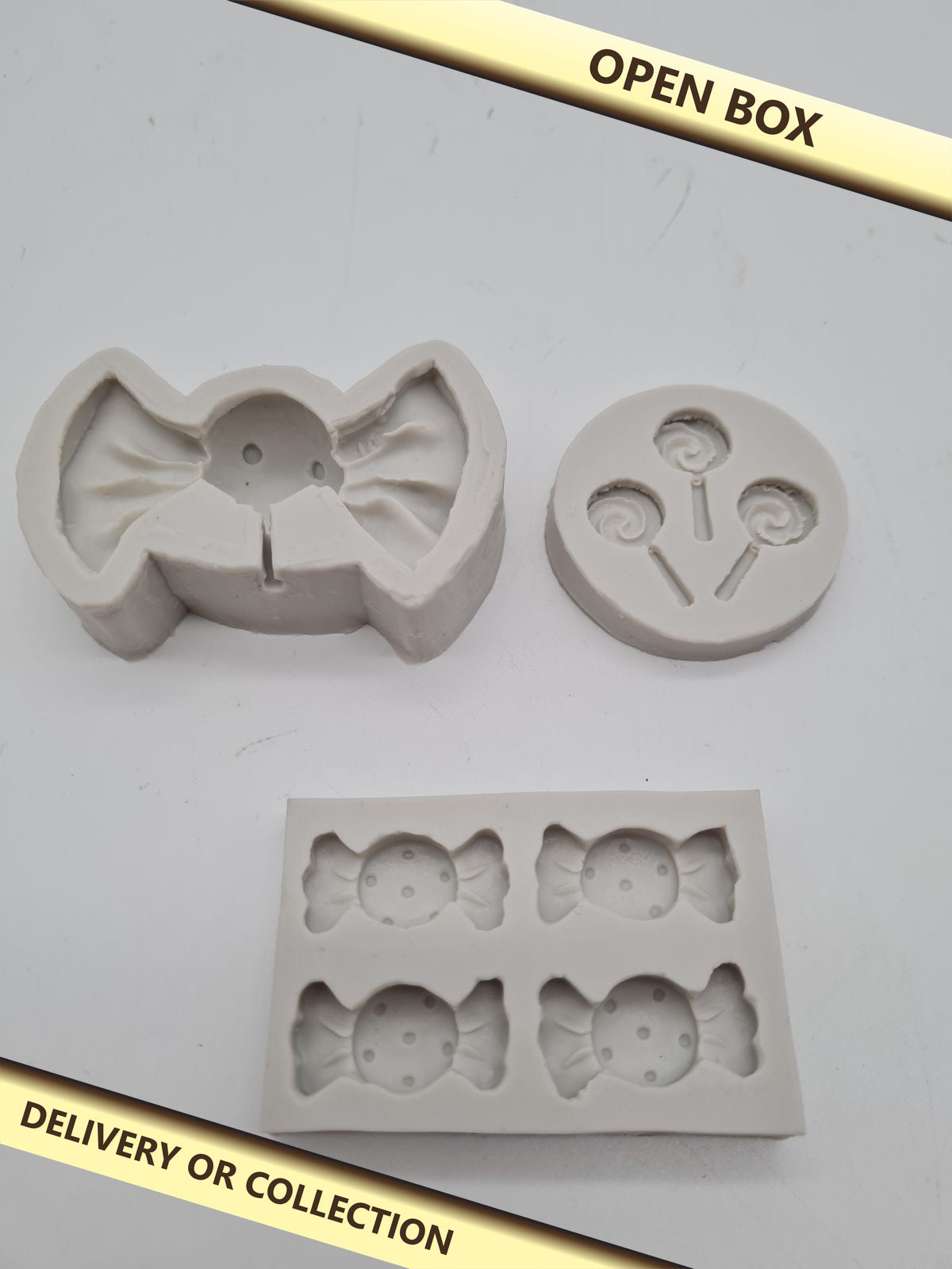 Fondant and Gum Paste Mould Set — photograph 1 — Open box; auction delivery information shown on image