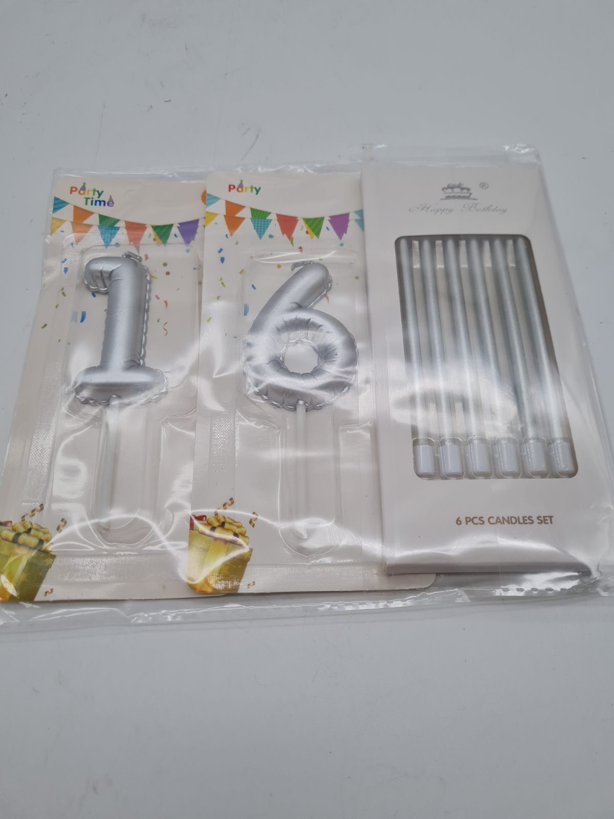 16th Birthday Candle Set silver — photograph 1