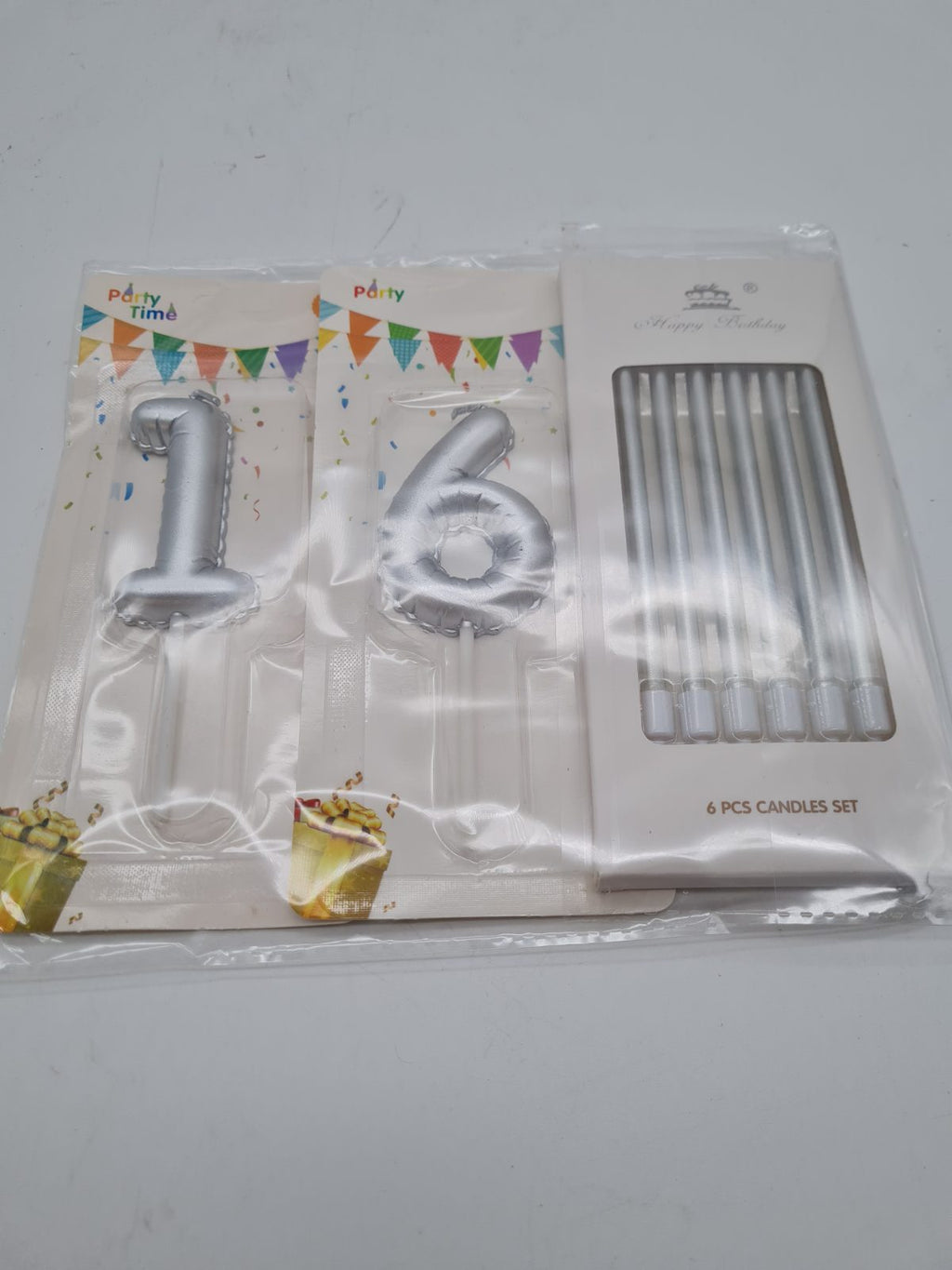 16th Birthday Candle Set silver — photograph 1