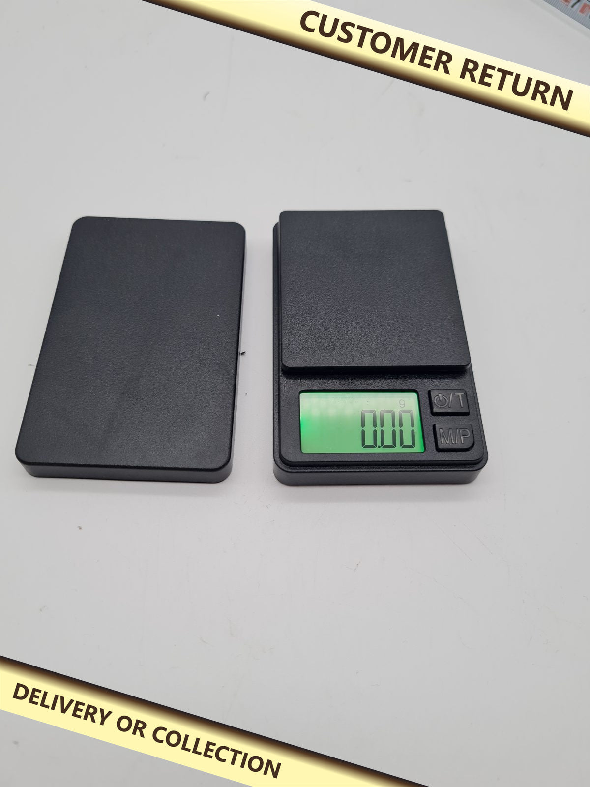 Pocket digital scale — photograph 1 — Customer return; auction delivery information shown on image