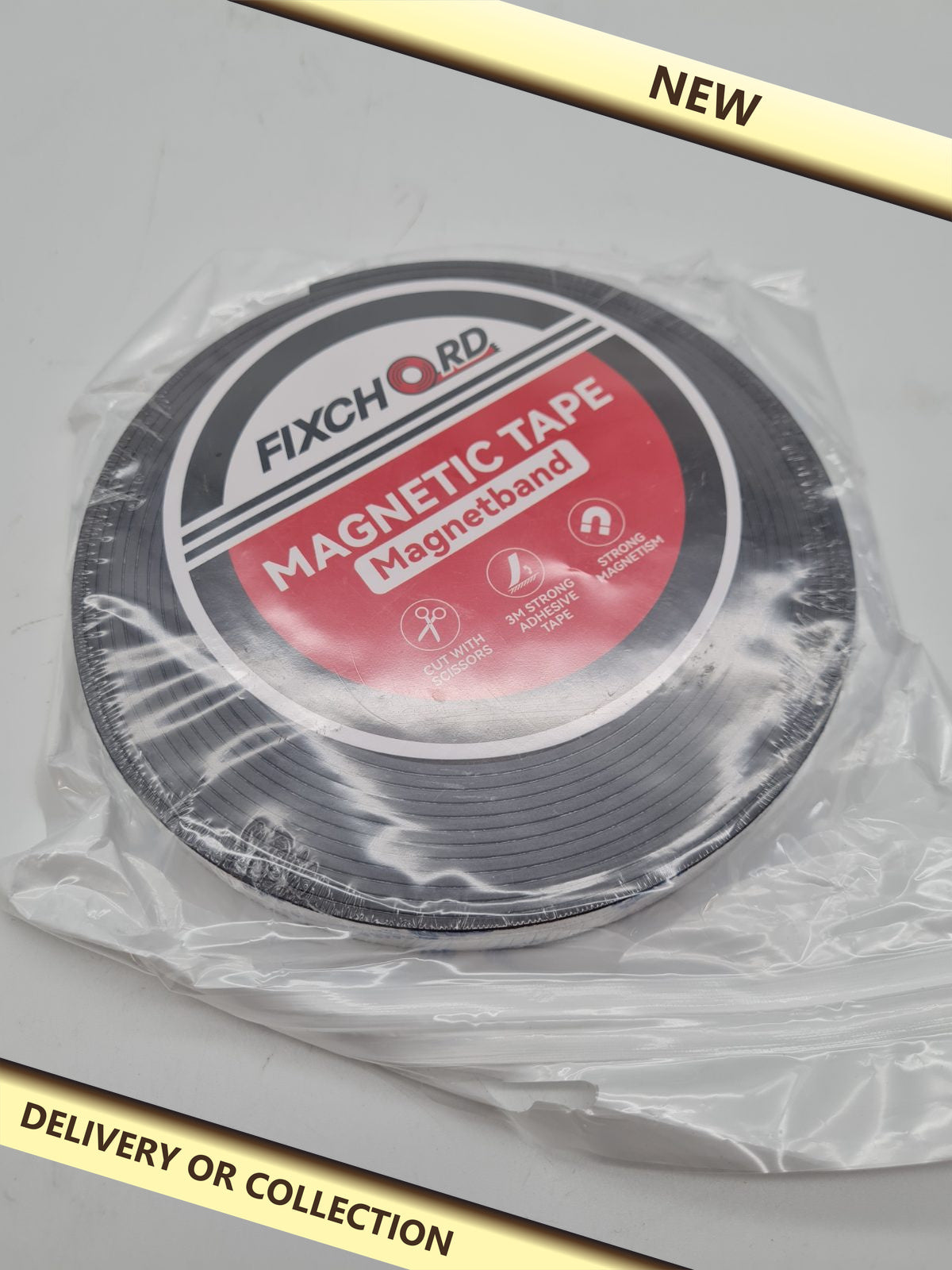 Self-Adhesive Magnetic Tape 4m x 15mm — photograph 1 — New; auction delivery information shown on image