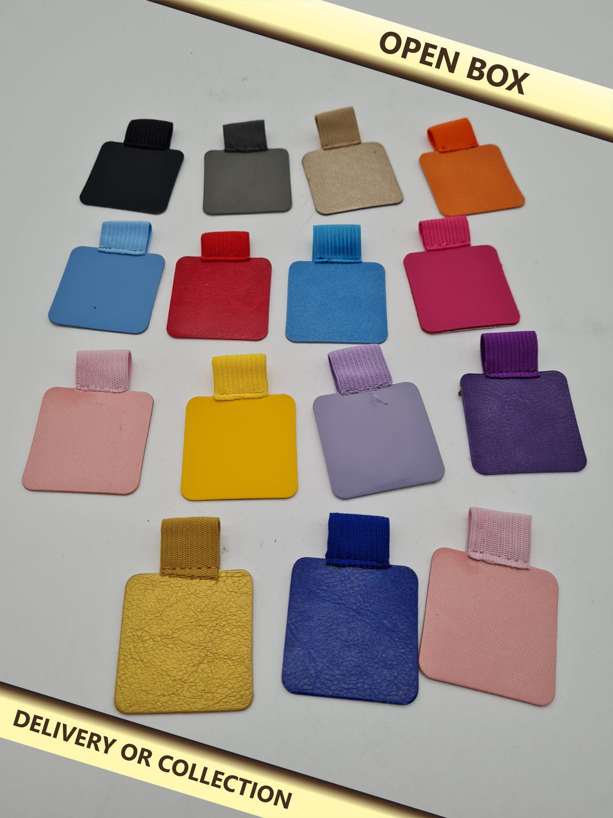 Set of 15 Adhesive Pen Holder Loops — photograph 1 — Open box; auction delivery information shown on image