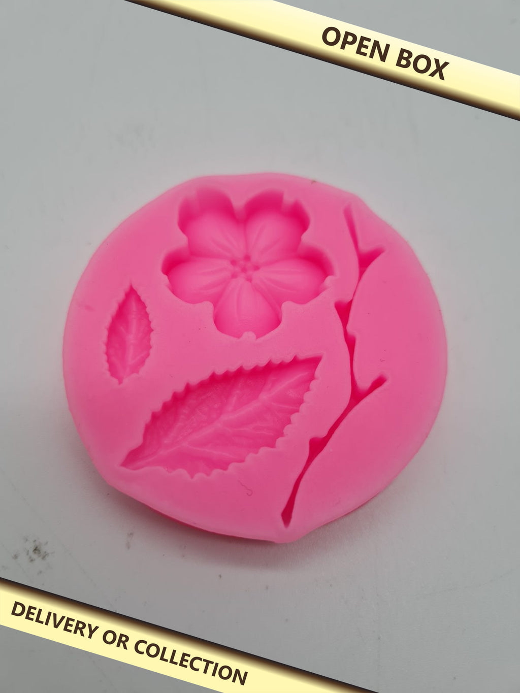 Peach Blossom and Leaf Silicone Mould — photograph 1 — Open box; auction delivery information shown on image