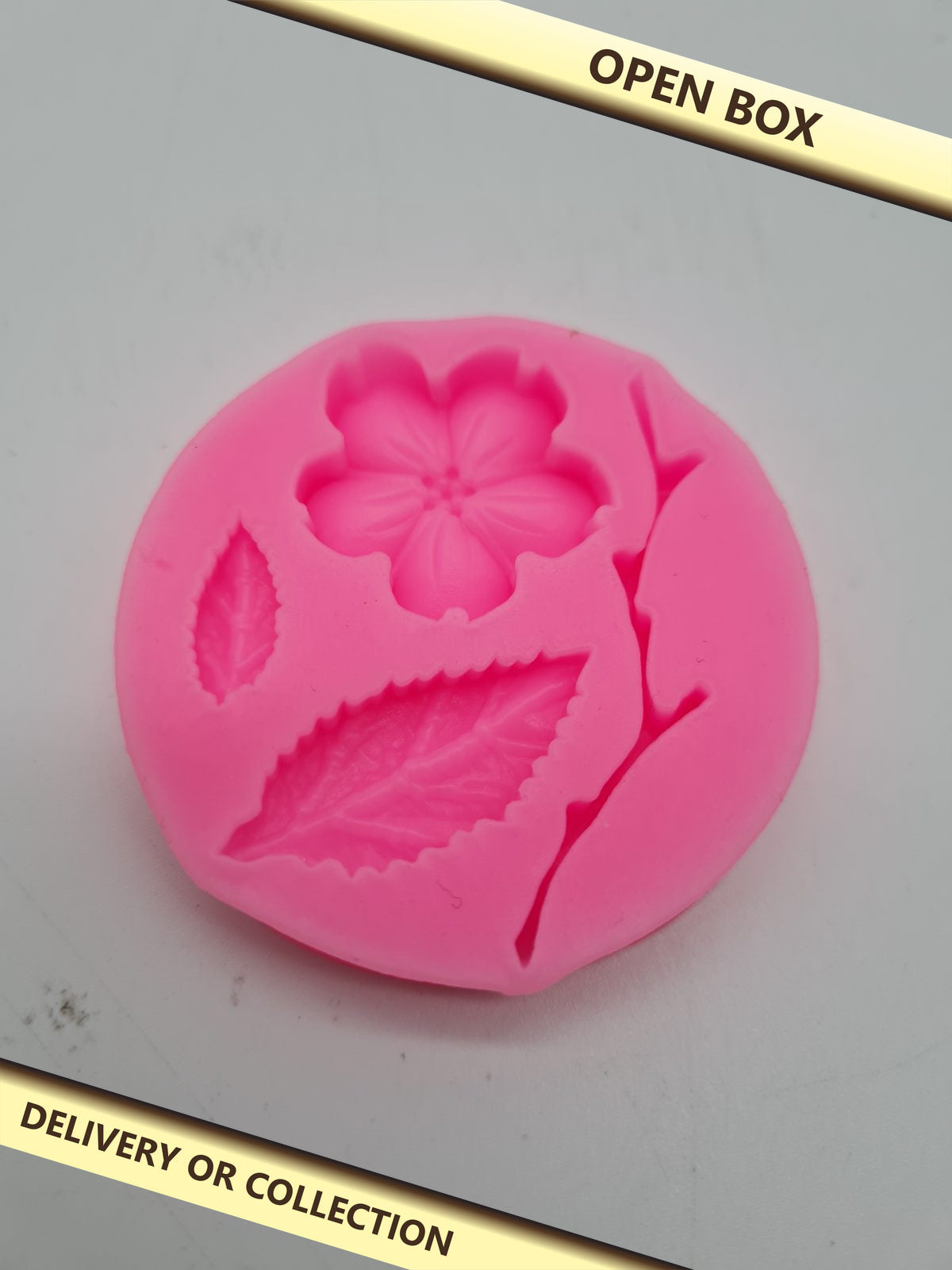 Peach Blossom and Leaf Silicone Mould — photograph 1 — Open box; auction delivery information shown on image
