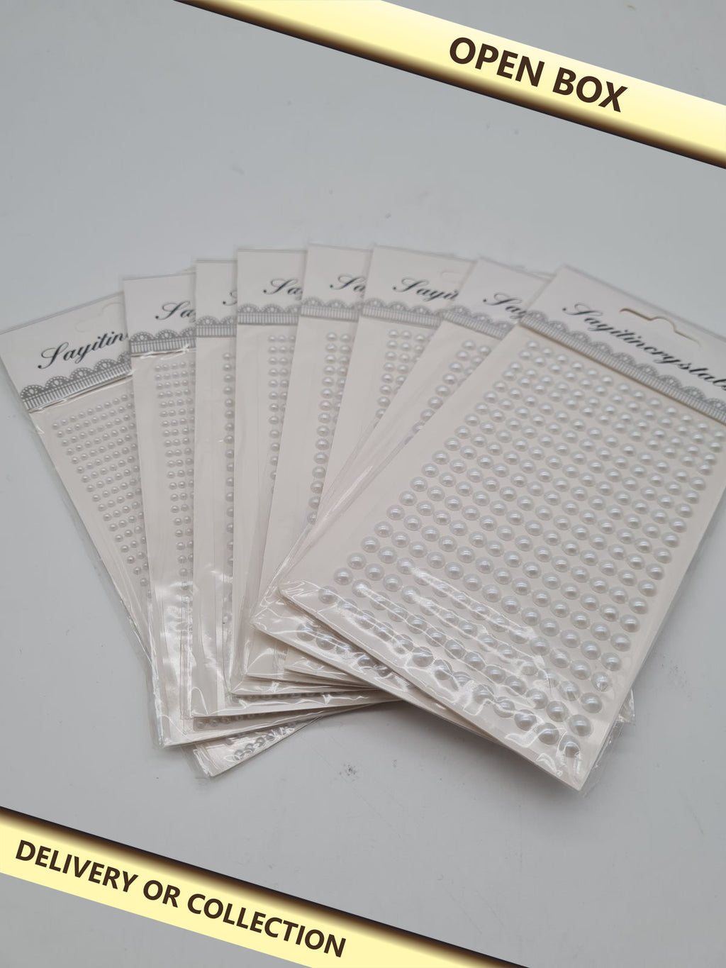 Self-Adhesive Half-Pearl Embellishment Sheets — photograph 1 — Open box; auction delivery information shown on image